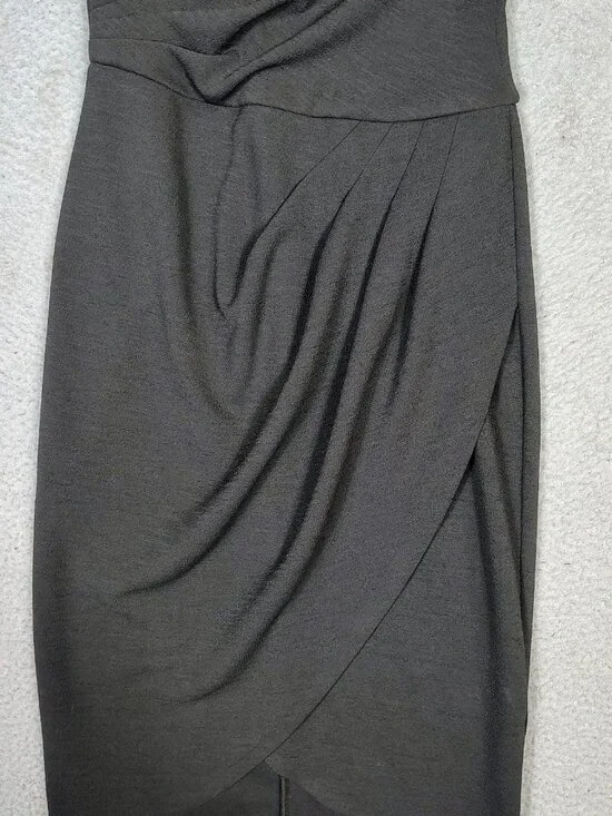 White House Black Market Dress Women 6 Black Sheath V-Neck Ruched Minimalist NWT - Picture 9 of 11